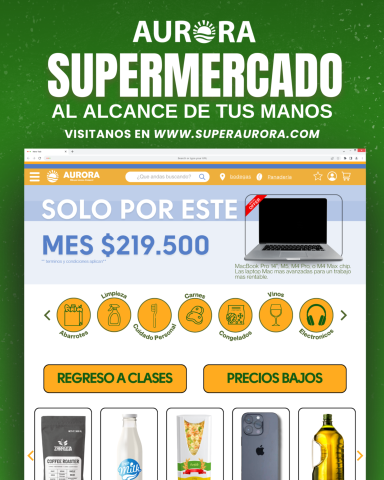 bodegas aurora, supermercado, website anuncio poster, post