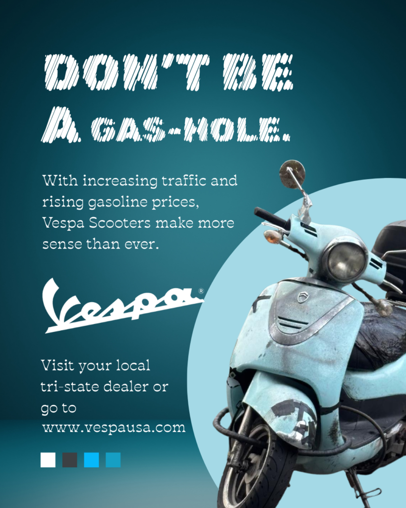 post three, vespa ad, figure technique